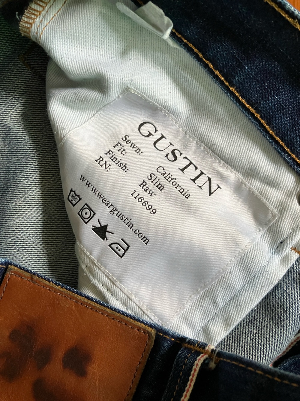 Gustin Men's Raw Denim Selvedge Slim Fit Jeans 32 - Picture 4 of 9